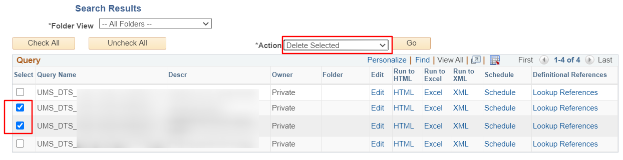 selecting queries to delete examlpe